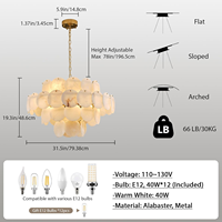 Lustre rond en albâtre D31.5, lustres à 4 niveaux en laiton et marbre pour plafond haut, luminaire suspendu moderne pour salon et salle à manger