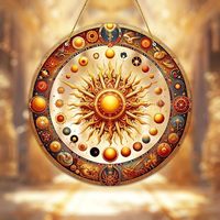 Attrape-soleil 2D en acrylique style vitrail, motif astrologie solaire et planètes cosmiques, ornement suspendu pour décoration murale et de fenêtre, art décoratif pour la maison