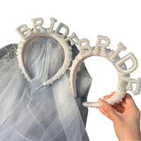 Diadema de Perlas Elegante y Lujosa para Novia, Velo de Tul, Accesorios para el Cabello de Novia, Joyería para Bodas, Diadema al por Mayor para Novias