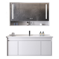 Meuble-lavabo mural en PVC blanc, sur mesure, durable, simple, haut de gamme, à fermeture amortie, avec vasque, 48 pouces