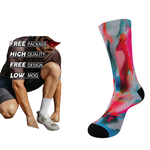 Custom Made High Quality Cycling <b>Socks</b> – Sweat-Absorbent Anti-Bacterial Jacquard Compression Features Athlete Sublimation Print - Product Image 1