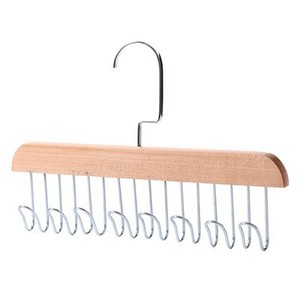 Percha de madera para ropa de 27,5 cm con ganchos metálicos para pantalones, ropa interior, chalecos, organizador de almacenamiento, tipo gancho, color madera natural - Product Image 5