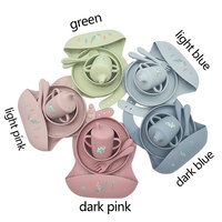 Set de Repas Amusant Imprimé en Silicone pour Bébé, Qualité Alimentaire, Anti-débordement, Bol, Bavoirs, Tasse, Assiettes à Ventouse, Cuillère et Fourchettes pour Enfants 0-12 Mois