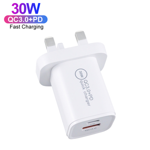 Spina UK Mini 30W ricarica rapida adattatore da viaggio doppia porta USB tipo <span class=keywords><strong>C</strong></span> + USB un QC3.0 caricatore da parete per cellulare da viaggio adattatore - Product Image 6