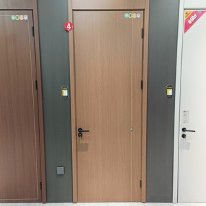 Porta in Legno di Mogano Massiccio dal <span class=keywords><strong>Design</strong></span> Moderno, Insonorizzata, per <span class=keywords><strong>Interni</strong></span>, Bagno, Appartamento, Hotel, Apertura Manuale a 180 Gradi - Product Image 1