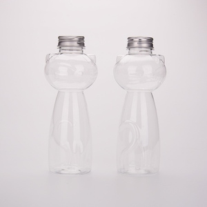 500ml plastik <span class=keywords><strong>PET</strong></span> şişe sevimli kedi şekli tasarım meşrubat dolum makinesi ambalaj geniş ağız meyve suyu şişesi ile Metal kapak OEM hizmeti kabul - Product Image 3