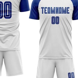 Ensemble maillot et short de football blanc et bleu, léger et performant, pour entraînement en club et matchs de ligue - Product Image 4