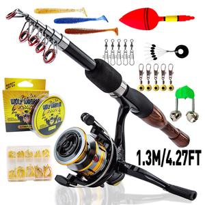<span class=keywords><strong>Canne</strong></span> à pêche Moulinet Combos appâts ensemble de matériel Leurre <span class=keywords><strong>canne</strong></span> Spinning Reel <span class=keywords><strong>Mer</strong></span> tige En Fiber De Carbone Télescopique <span class=keywords><strong>Kit</strong></span> De Pêche - Product Image 1