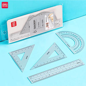 Ensemble de 4 règles de dessin Deli, ensemble de règles en aluminium, rapporteur triangulaire pour la papeterie scolaire - Product Image 5