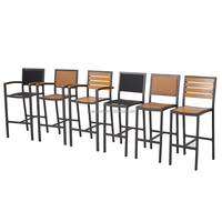 Tabouret de bar moderne en osier avec structure en aluminium - Chaise haute contemporaine pour îlot de cuisine, bar à petit-déjeuner, salon et jardin