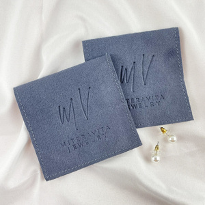 Custom logo Jewelry Bags Suede Microfiber Jewelry Packaging Pouch for Earring Necklace Bracelet Packing with Inserts Card Pad - Product Image 4