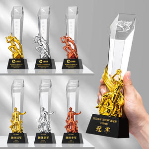 JN cerimonia professionale oro argento rame resina trofeo di alta qualità eccellente premio del personale trofeo di cristallo - Product Image 2