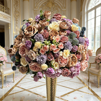 Centre de table en rose artificielle rose et violette de luxe de 80 cm/50 cm, arrangement floral élégant pour mariage, banquet et décoration de fête