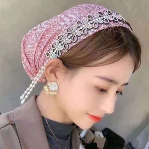 หมวกผ้าโพกหัวพับได้สำหรับมุสลิม,ผ้าพันคอตาข่ายสีแดงประดับผมไอริสใหม่สำหรับฤดูใบไม้ร่วงฤดูหนาวปี2022 - Product Image 2