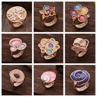 Cincin Elastis Bunga Geometris Berlapis Enamel Terlaris Lintas Negara, Cincin Wanita Modis dan Elegan