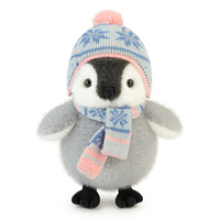 Peluche Compagnon Confortable Ultra Douce Jouet en Peluche Animaux Marins 30cm Pingouin Bébé avec Chapeau et Écharpe Tricotés
