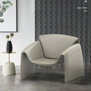 Sillón Minimalista Italiano en Forma de M, Sillón de Cuero Marrón para Sala de Estar, Diseño Único y Creativo, Sillón Tiger - Product Image 3
