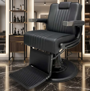 Fauteuil de barbier classique noir, fauteuil de salon de coiffure, dossier inclinable - Product Image 1