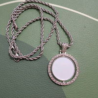 Collier à pendentif rotatif double face par sublimation, impression par transfert thermique, strass, sensation haut de gamme, pour cadeau d'anniversaire