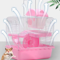 Portable petite Cage pour animaux de compagnie en plastique motif Animal nid pour Hamsters cochons d'inde lapins avec Sport course roue transporteur jouet maison