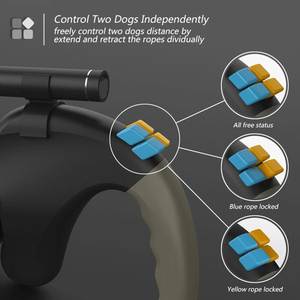 Pet çekiş halat kemer çift köpek oyuncağı tasma rotasyon Pet halat geri çekilebilir ışık çift Pet malzemeleri ile 2 köpekler için yürüyüş - Product Image 4