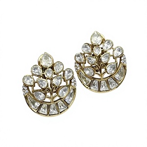 Merveilleux meilleure qualité Moissanite déclaration ton or boucles d'oreilles vêtements traditionnels pour la fonction de mariage Collection d'usure pour les femmes - Product Image 2