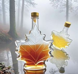 Bouteilles en verre Maple Leaf pour sirop tailles 50ml 100ml 250ml & 500ml avec finition givrée bouchon en métal bouchon en liège - Product Image 6