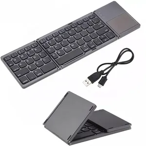 Preço de fábrica universal dobrável teclado bt portátil sem fio com touchpad usb recarregável para laptop tablet smartphone