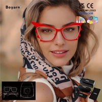 Gafas de Prescripción para Miopía Boyarn para Mujer, Gafas de Lectura para Hipermetropía, Gafas con Protección Anti Luz Azul, Montura de Gafas Ópticas Estilo Ojo de Gato