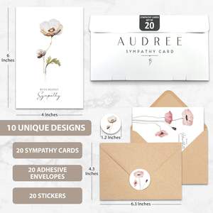 Cartes de sympathie délicates personnalisées avec enveloppes et autocollants-Ensemble parfait en vrac pour exprimer vos <span class=keywords><strong>condoléances</strong></span> - Product Image 3