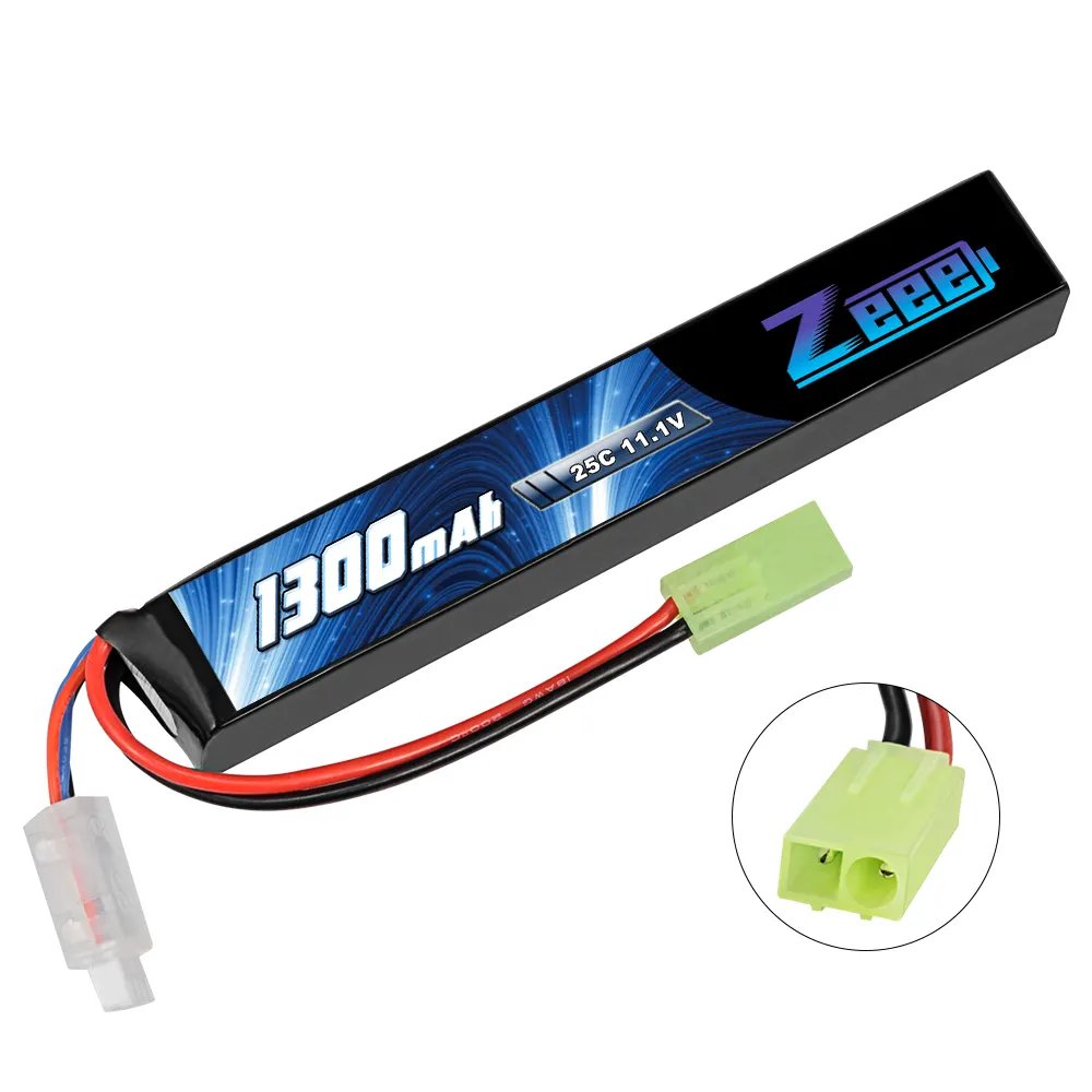 Zeee 3S 11.1V 25C 1300mAh Airsoft Lipo Battery 3S Stick Battery with Mini Tamiya