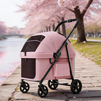 Poussette pour chien pliable légère à 4 roues, chariot pour animaux de compagnie en tissu Oxford respirant et durable, conçue pour une utilisation en extérieur, compatible avec les voitures