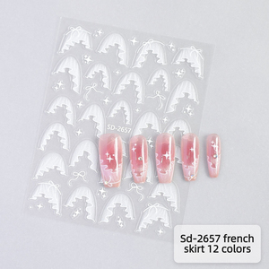 3D Embossed French Ruffle <b>Nail</b> Stickers Self Adhesive <b>Nail</b> Art <b>Decals</b> Custom Logo Salon Manicure Decoration <b>Nail</b> Sticker - Product Image 2