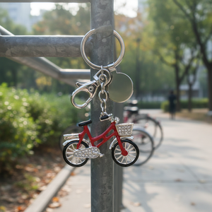 Portachiavi a Forma di Bicicletta con Moschettone Promozionale Senza Confezione - Product Image 3