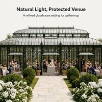 Serre de jardin en verre personnalisée de style victorien en fer noir pour événements de luxe en plein air, Californie