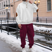 Ensemble de survêtement en tricot à carreaux PASUXI, deux pièces, pantalon cargo à carreaux décontracté, sweat-shirts pour hommes, vêtements de sport
