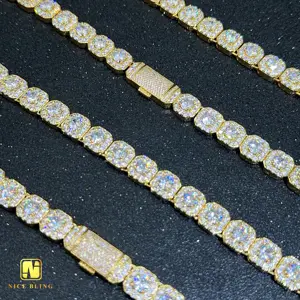 Cheapest Price long clasp Cluster Tennis Necklace Hip Hop Wholesale cubic zirconia necklace Iced Out Gold Plated CZ Tennis Chain