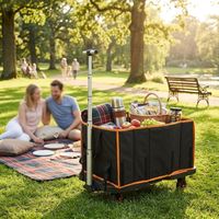 Chariot pliable polyvalent, chariot utilitaire pliable, chariot de courses portable, chariot à roulettes en tissu imperméable pour le camping en plein air