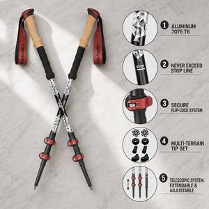 Bâtons <span class=keywords><strong>de</strong></span> <span class=keywords><strong>marche</strong></span> nordique en aluminium 7075 à verrouillage rapide, pliables en 3 sections, télescopiques, pour la course sur sentier en extérieur - Product Image 1
