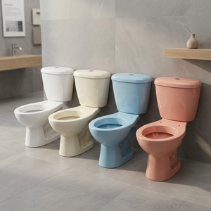 Blue Ceramic Two Piece Water Closet Dual Flush P <b>Trap</b> Floor Mounted Bathroom Commode Sanitary Ware - Product Image 6