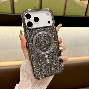 Coque de téléphone rigide plaquée diamant scintillant pour iPhone 17 16 14 13 12 Pro 15 Pro Max, modèle de protection magnétique Plus - Product Image 6