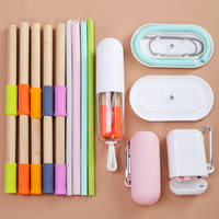 Vente en gros, gobelet pliable réutilisable sans BPA, tasse en Silicone, biberon, paille en Silicone avec étui et brosse