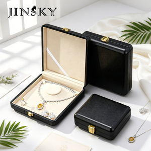 JINSKY Premium Leather Jewelry Box Luxury <b>Ring</b> And <b>Necklace</b> Display Storage Case For Jewelry Packaging And Store Display - Product Image 4
