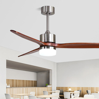 Ventilateur de plafond moderne de style américain avec pales en bois massif de 52 pouces, moteur DC haute puissance, télécommande et éclairage LED
