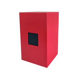 Bán buôn bao bì thiết kế màu đỏ cứng nhắc tay áo lật đầu các tông bao bì sản phẩm Hộp vàng lá logo với cửa sổ nhỏ - Product Image 4