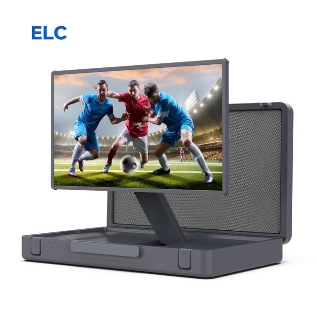 ELC 27 Inch Portable Briefcase Smart Tv Touch Screen Android 13 Monitor With Watching Soccer Games Mobile Smart Tv With Battery