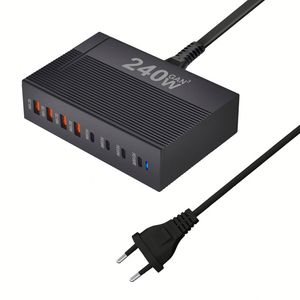 240W GAN 8พอร์ต USB C ชาร์จเร็วบล็อก PD100W หลายพอร์ต4C4A ชาร์จอะแดปเตอร์ไฟติดผนัง3.0 PD - Product Image 4
