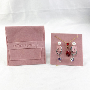 Custom Logo pacchetto di gioielli scatola e borsa in finta pelle scamosciata busta con inserto in microfibra gioielli sacchetto di imballaggio con patta - Product Image 5