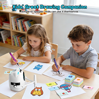 Robot de dessin et de peinture intelligent pour enfants avec 100 cartes, 5 thèmes, lumières et sons - Machine d'apprentissage éducative pour les 5-13 ans