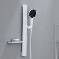 Système de douche rond pour salle de bain mitigeur de baignoire chromé argenté Affichage LED Robinet de salle de bain chaud et froid Ensemble de douche thermostatique